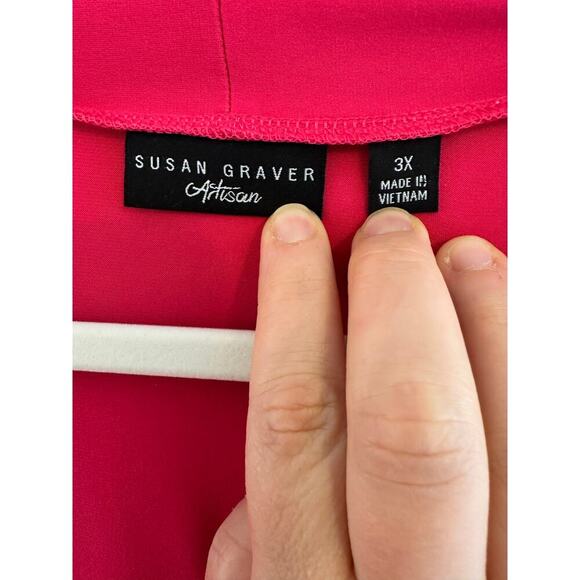 Susan Graver Artisan Plus Size Open Front Pink Cardigan Liquid Knit Size 3X - Picture 3 of 4